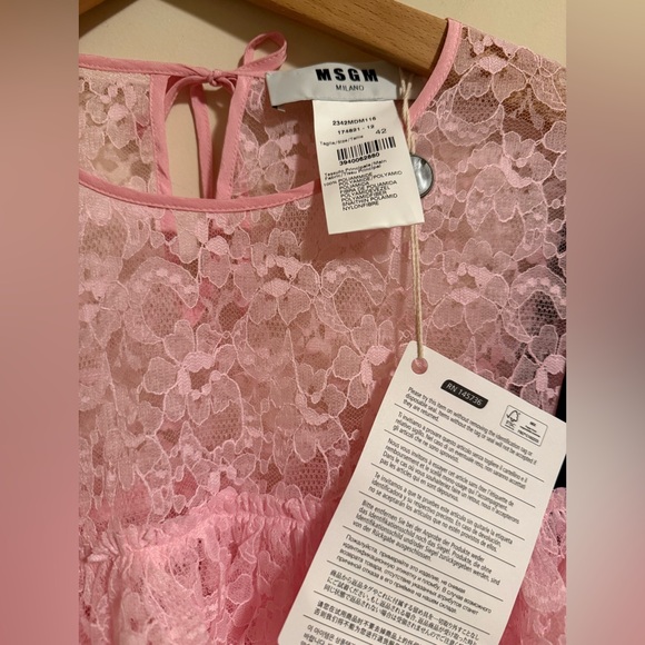 MSGM Pink Lace Top Size 42 US 8 Medium New with tags - Picture 3 of 3
